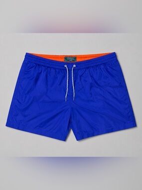 Primark Men’s Bright Cobalt Blue Swim Trunks with Orange Inner Lining